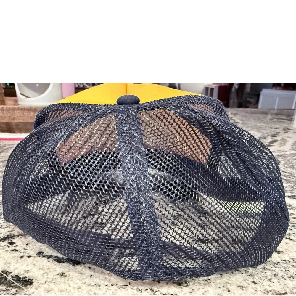 YETI Never Dull‎ Trucker Hat Mesh Back Snapback Yellow Navy One Size